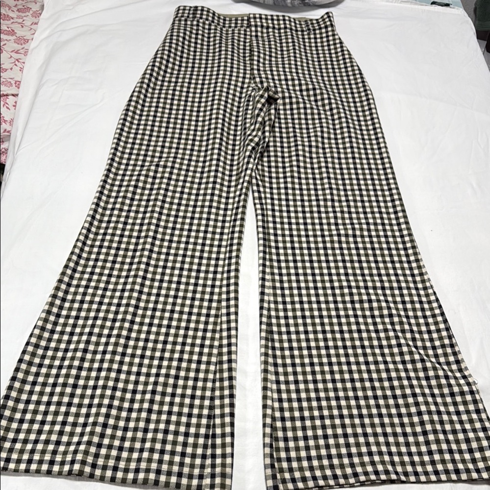 Black and White Checkered Wide-Leg Pants